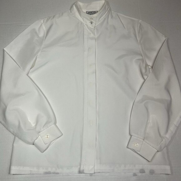 NEW ATTITUDES Russ Togs Women Ivory Button Down Long Sleeve Shirt Blouse 12 ?! - Picture 3 of 6